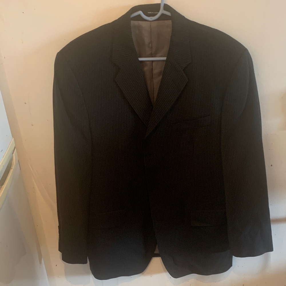 Stunning Calvin Klein Black Pinstriped New Wool Blazer SZ 42R